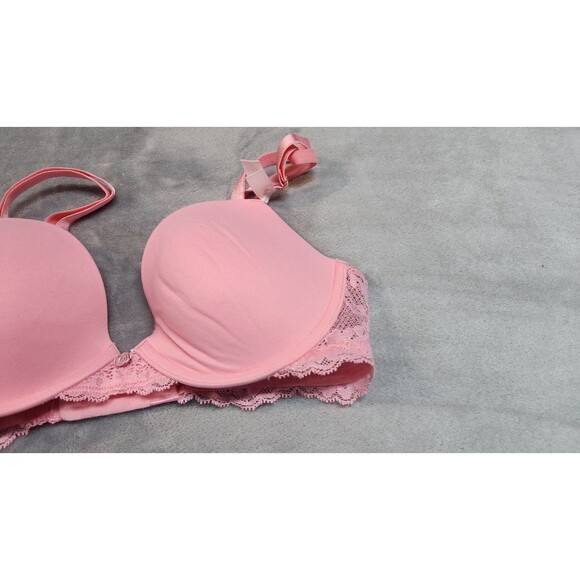 Victoria's Secret 32C Pink Hope Dream Angels Smooth & Lace Push Up Bra NWT - Picture 2 of 5